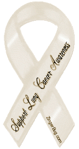 Click to get the codes for this image. This pearl ribbon graphic reads: Support Lung Cancer Awareness