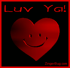 Click to get the codes for this image. This cute comment shows a red 3D rotating smiley face heart. The comment reads: Luv Ya!