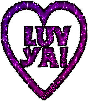 Click to get the codes for this image. This dark glitter graphic features a heart with the comment Luv Ya! Written inside