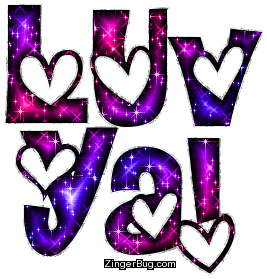 Click to get the codes for this image. Luv Ya Pink Purple Glitter Text With Hearts, Luv Ya, Love and Romance, Popular Favorites Glitter Graphic, Comment, Meme, GIF or Greeting