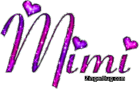 Click to get the codes for this image. Mimi Pink And Purple Glitter Name With Hearts, Girl Names Free Image Glitter Graphic for Facebook, Twitter or any blog.