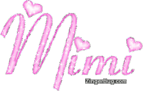 Click to get the codes for this image. Mimi Pink Glitter Name With Hearts, Girl Names Free Image Glitter Graphic for Facebook, Twitter or any blog.