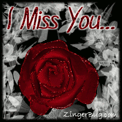 Click to get the codes for this image. This beautiful glitter graphic shows a red rose with glitter on the tips of each petal. The comment reads: I Miss You...