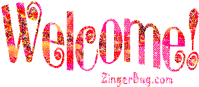 Click to get animated GIF glitter graphics of the word Welcome