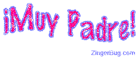 Click to get the codes for this image. Muy Padre Pink Purple Glitter Wiggle, Spanish, Muy Padre Free Image, Glitter Graphic, Greeting or Meme for Facebook, Twitter or any forum or blog.