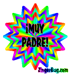 Click to get the codes for this image. Muy Padre Rainbow Starburst, Spanish, Muy Padre Free Image, Glitter Graphic, Greeting or Meme for Facebook, Twitter or any forum or blog.