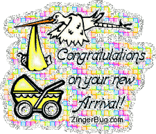 Click to get the codes for this image. Congratulations on your New Arrival Yellow Glitter Graphic, Baby Comments  Birth Announcements Free Image, Glitter Graphic, Greeting or Meme for any Facebook, Twitter or any blog.