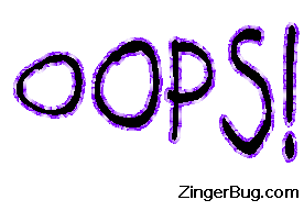 Click to get animated GIF glitter graphics of the word Oops!
