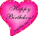 Click to browse animated happy birthday hearts comments, GIFs, greetings and glitter graphics.