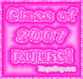 Click to get the codes for this image. Pink Class Of 2007 Satin Glitter Graphic, Class Of 2007 Free glitter graphic image designed for posting on Facebook, Twitter or any forum or blog.