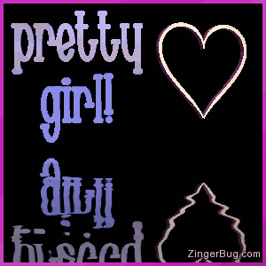 Click to get the codes for this image. This cute graphic features a 3D heart with a 3D text comment that reads: Pretty Girl! The heart and text are reflected in an animated pool.