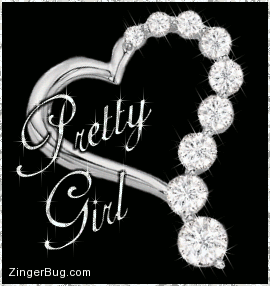 Click to get the codes for this image. This beautiful glitter graphic features a silver heart with sparkling diamonds. The comment reads: Pretty Girl