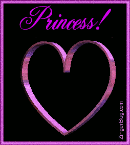 Click to get the codes for this image. This graphic shows a beautiful metallic 3D heart rotating and spinning. The comment reads: Princess!
