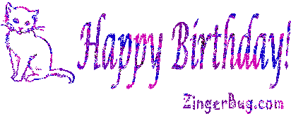 Click to get the codes for this image. Happy Birthday Glitter Kitten, Birthday Animals, Animals  Cats, Happy Birthday Free Image, Glitter Graphic, Greeting or Meme for Facebook, Twitter or any forum or blog.