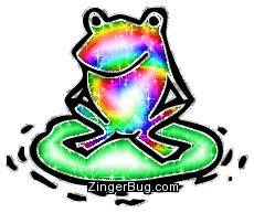 Click to get the codes for this image. Rainbow Glitter Frog On Lily Pad, Animal, Animals Free Image, Glitter Graphic, Greeting or Meme for Facebook, Twitter or any forum or blog.