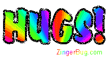 Rainbow Glitter Text: Hugs Glitter Graphic, Greeting, Comment, Meme or GIF