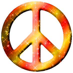 Click to get the codes for this image. Red And Yellow Glittered Peace Sign, Peace Signs Free Image, Glitter Graphic, Greeting or Meme.