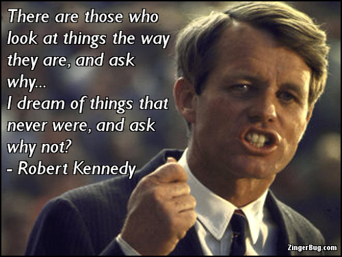 Click to get the codes for this image. This comment shows a picture of Robert Kennedy with the quote: There are those who look at things the way the are, and ask why… I dream of things that never were, and ask why not?