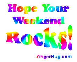 Click to get the codes for this image. Hope Your Weekend Rocks Moving Rainbow Glitter Text, Have a Great Weekend Free Image, Glitter Graphic, Greeting or Meme for any Facebook, Twitter or any blog.
