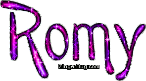 Click to get the codes for this image. Romy Pink Purple Glitter Name, Girl Names Free Image Glitter Graphic for Facebook, Twitter or any blog.