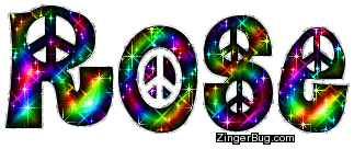 Click to get the codes for this image. Rose Rainbow Peace Sign Glitter Name, Girl Names Free Image Glitter Graphic for Facebook, Twitter or any blog.