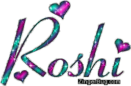 Click to get the codes for this image. Roshi Pink And Green Glitter Name With Hearts, Girl Names Free Image Glitter Graphic for Facebook, Twitter or any blog.