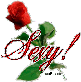 Click to get the codes for this image. This glitter graphic shows a single red rose. The comment reads: Sexy!