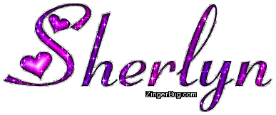 Click to get the codes for this image. Sherlyn Pink Purple Glitter Name With Hearts, Girl Names Free Image Glitter Graphic for Facebook, Twitter or any blog.