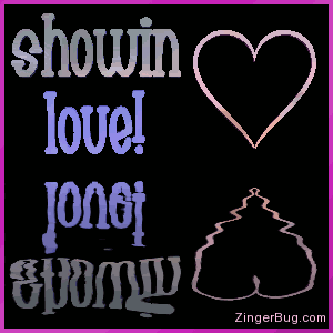 Click to get the codes for this image. This cute graphic features a 3D heart with a 3D text comment that reads: Showin Love! The heart and text are reflected in an animated pool.