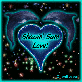 Click to get the codes for this image. Showin Love Dolphins Glitter Graphic, Hearts, Showin Some Love, Animals  Fish Dolphins Whales Free Image, Glitter Graphic, Greeting or Meme for Facebook, Twitter or any forum or blog.