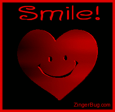 Click to get the codes for this image. This cute comment shows a red 3D rotating smiley face heart. The comment reads: Smile!