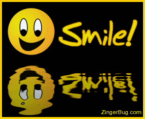 Click to get the codes for this image. This graphic shows a cute yellow smiley face reflected in an animated pool. The comment reads: Smile!