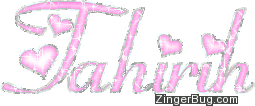 Click to get the codes for this image. Tahirih Pink Glitter Name With Hearts, Girl Names Free Image Glitter Graphic for Facebook, Twitter or any blog.