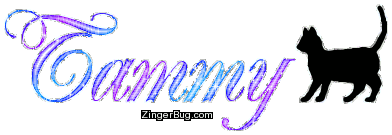 Click to get the codes for this image. Tammy Blue And Purple Glitter Name With Cat, Girl Names Free Image Glitter Graphic for Facebook, Twitter or any blog.