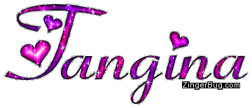 Click to get the codes for this image. Tangina Pink Purple Glitter Name With Hearts, Girl Names Free Image Glitter Graphic for Facebook, Twitter or any blog.