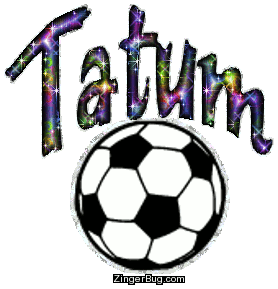 Click to get the codes for this image. Tatum Glitter Name On Soccer Ball, Girl Names Free Image Glitter Graphic for Facebook, Twitter or any blog.