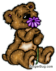 Click to get the codes for this image. Teddy Bear With Purple Flower, Teddy Bears, Teddy Bears Free Image, Glitter Graphic, Greeting or Meme for Facebook, Twitter or any forum or blog.