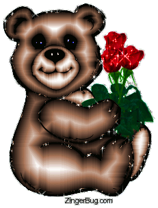 Click to get the codes for this image. Teddy Bear With Roses, Teddy Bears, Teddy Bears Free Image, Glitter Graphic, Greeting or Meme for Facebook, Twitter or any forum or blog.