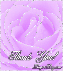 Click to get the codes for this image. This beautiful glitter graphic shows a close-up of a purple rose with silver glitter on the tips of each petal. The comment reads: Thank You!