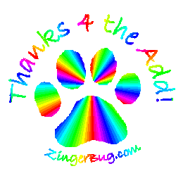 Click to get the codes for this image. Thanks 4 The Add Pawprint Rainbow, Animals  Cats, Thanks For The Add, Animals  Dogs Free Image, Glitter Graphic, Greeting or Meme for Facebook, Twitter or any forum or blog.