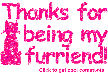 Click to get the codes for this image. Thanks For Being My Furrriend Pink Glitter, Thanks For The Add, Friendship, Animals  Cats Free Image, Glitter Graphic, Greeting or Meme for Facebook, Twitter or any forum or blog.