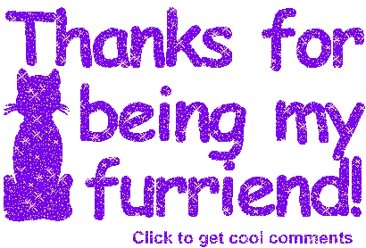 Click to get the codes for this image. Thanks For Being My Furrriend Purple Glitter, Thanks For The Add, Animals  Cats, Friendship Free Image, Glitter Graphic, Greeting or Meme for Facebook, Twitter or any forum or blog.