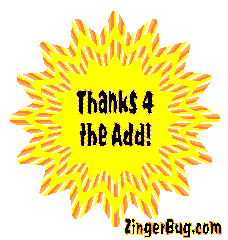Click to get the codes for this image. Thanks For The Add Sun, Thanks For The Add Free Image, Glitter Graphic, Greeting or Meme for any forum, website or blog.
