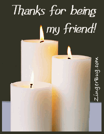 Click to get the codes for this image. Thanks For Being My Friend Candles, Friendship Free Image, Glitter Graphic, Greeting or Meme for any Facebook, Twitter or any blog.