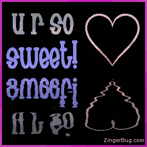 Click to get the codes for this image. This cute graphic features a 3D heart with a 3D text comment that reads: U R So Sweet! The heart and text are reflected in an animated pool.