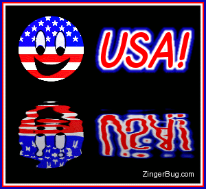 Click to get the codes for this image. This cute graphic shows a patriotic smiley face reflected in an animated pool. The Comment reads: USA!