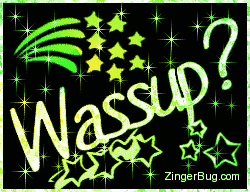 Click to get the codes for this image. Wassup Lime Stars, Hi Hello Aloha Wassup etc Free Image, Glitter Graphic, Greeting or Meme for any Facebook, Twitter or any blog.