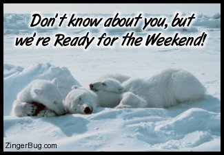 Click to get the codes for this image. This cute photo shows a family of polar bears crashed out together for a big nap. The caption reads: Don't know about you, but we're ready for the weekend!