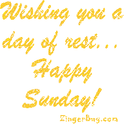 Click to get the codes for this image. Wishing You A Day Of Rest Gold, Happy Sunday Free Image, Glitter Graphic, Greeting or Meme for Facebook, Twitter or any forum or blog.