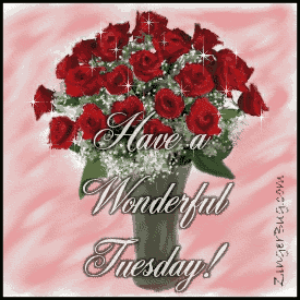 Click to get the codes for this image. This glitter graphic features a bouquet of 2 dozen red roses with the comment: Have a Wonderful Tuesday!